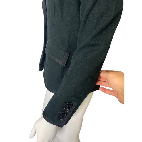 Merona Size M Black Blazer with Satin Trim and Dark Green Undertones - Picture 8 of 9